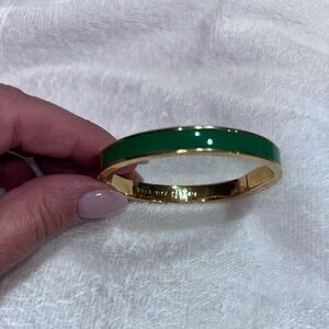 Kate Spade Green Enamel Hinged Bangle Bracelet stamped “Forever and Ever”